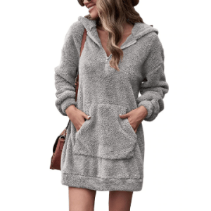 Faux fleece hooded women's sweatshirt