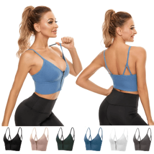 Front zipper wireless bralette