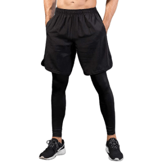 2 in 1 men's work out shorts with leggings