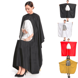 Hair cutting cape with front window
