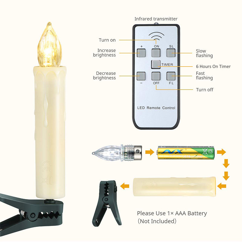 LED tapper candles with Christmas tree clips & remote - Image 17
