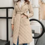 Quilted midi women's coat