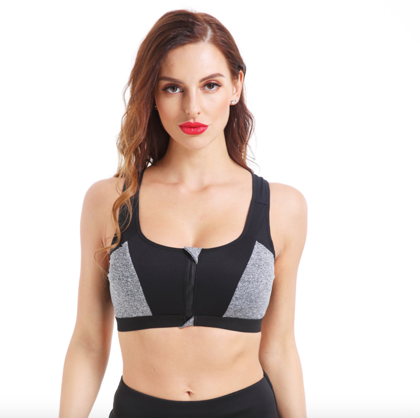 Front zipper double layer cup sports bra - Image 6
