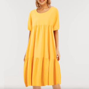 Casual loose short sleeve flare dress