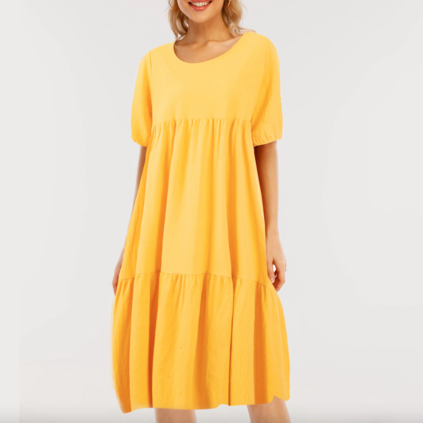 Casual loose short sleeve flare dress