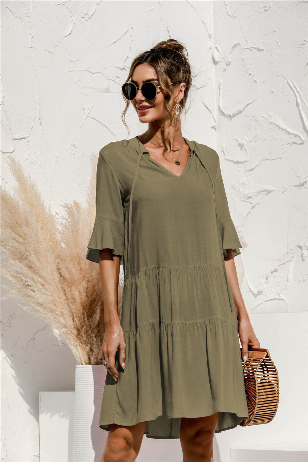 Flared sleeve loose summer dress - Image 5