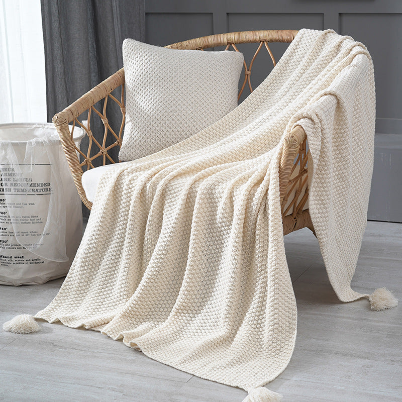 Nordic style knitted tassel sofa throw - Image 5