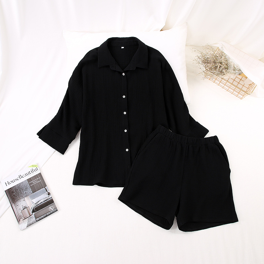 3/4 sleeved cotton shirt and shorts women's set - Image 16