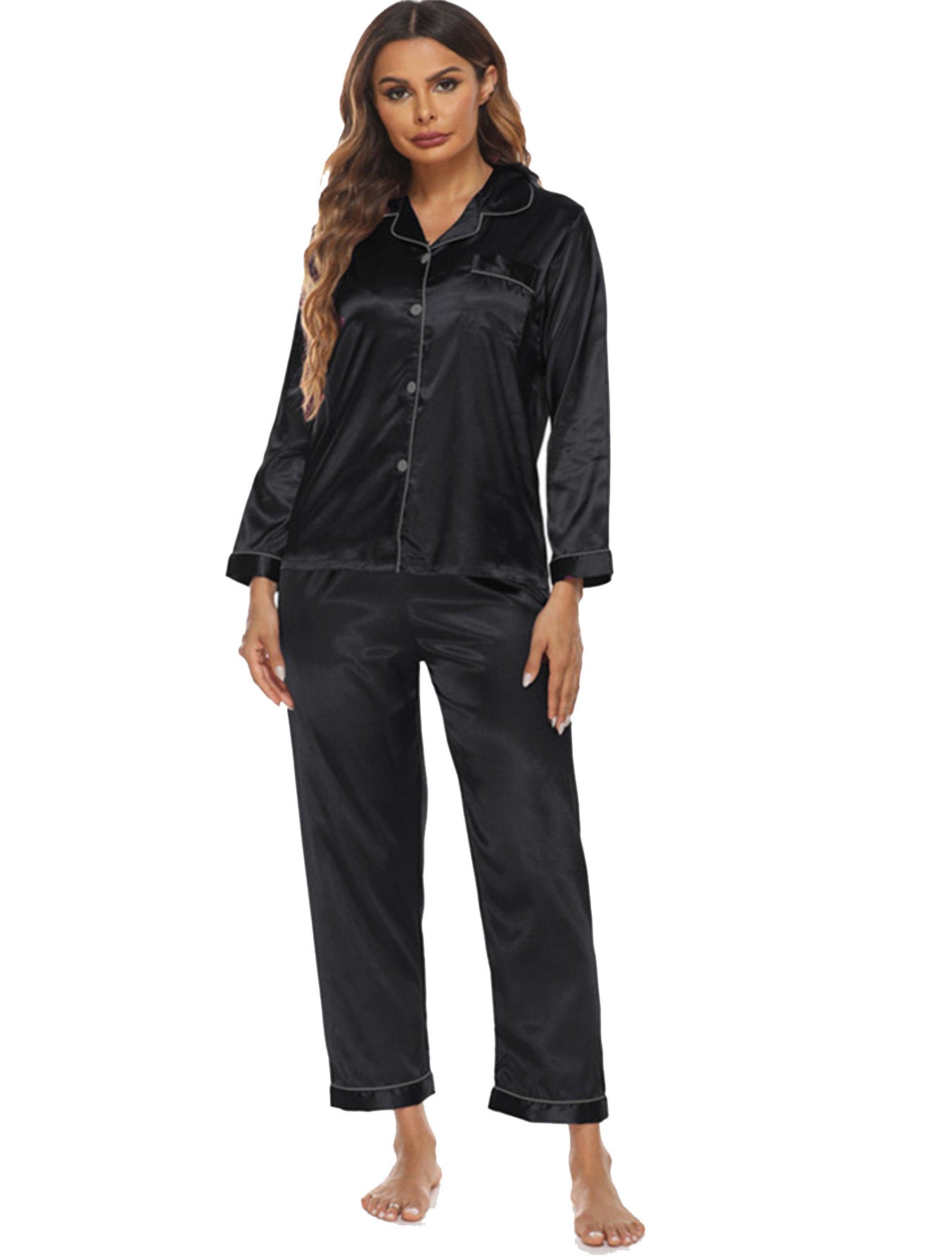 Two-piece silky pajama set for women - Image 6