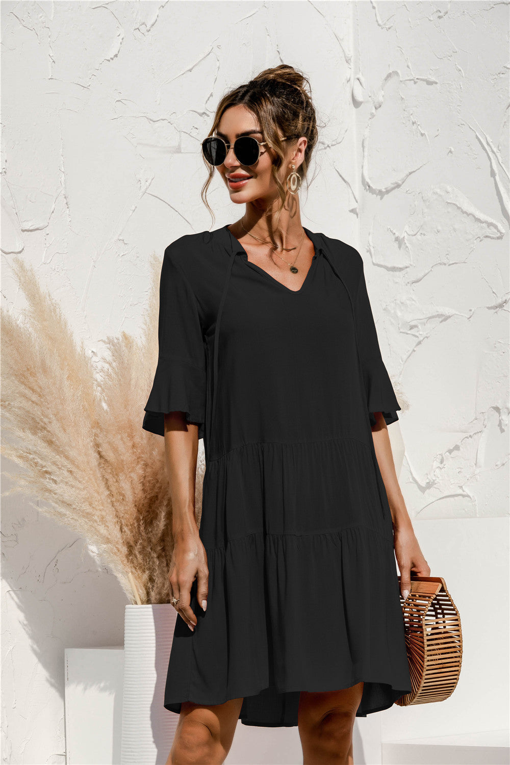Flared sleeve loose summer dress - Image 4