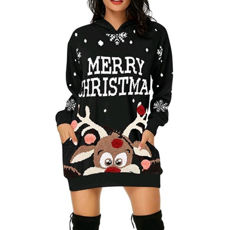 Long sleeve hooded Christmas dress - Image 2