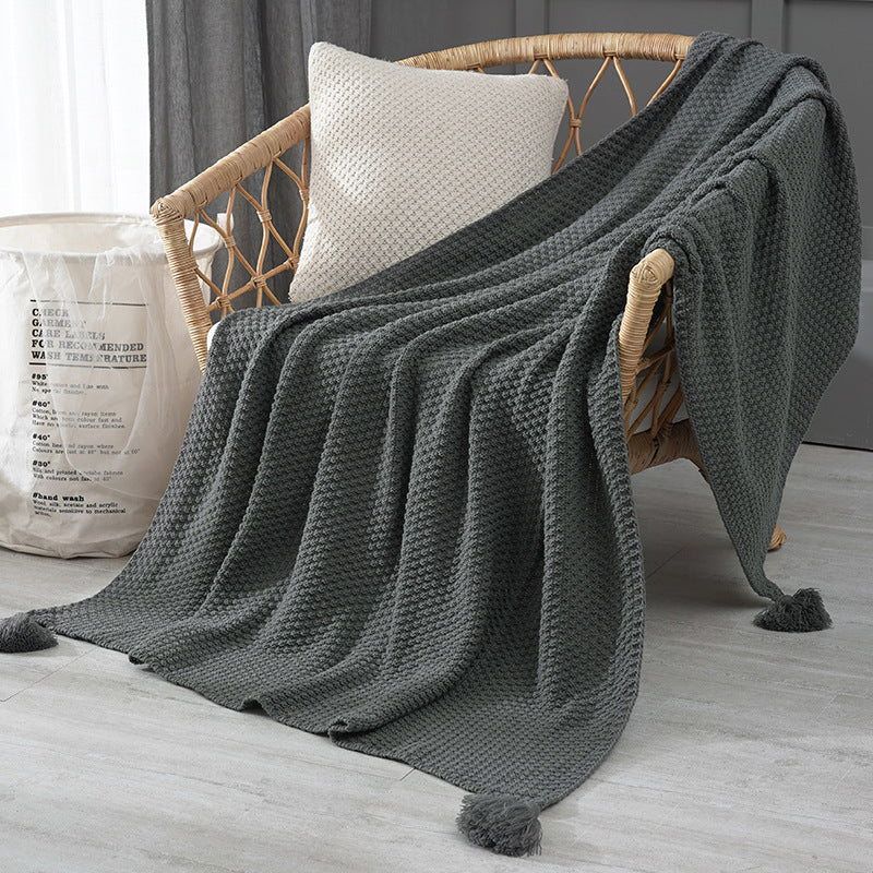 Nordic style knitted tassel sofa throw - Image 8