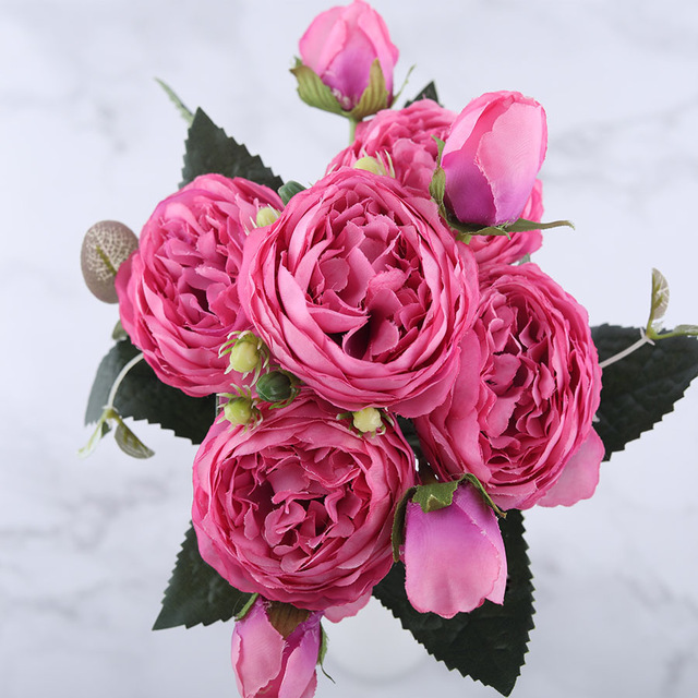 Artificial peony flower branch - Image 3