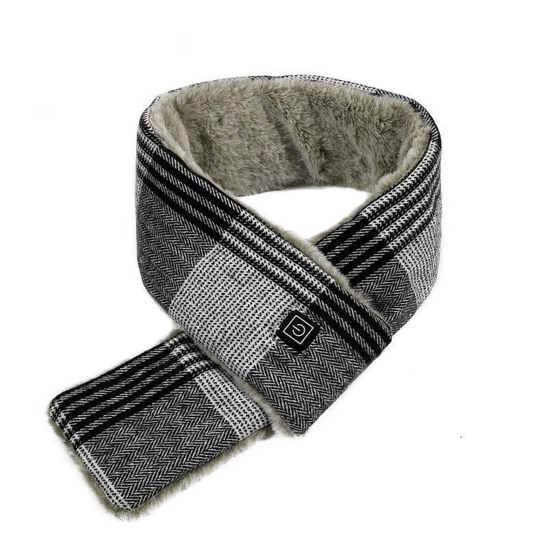 Plaid print rechargeable heating scarf