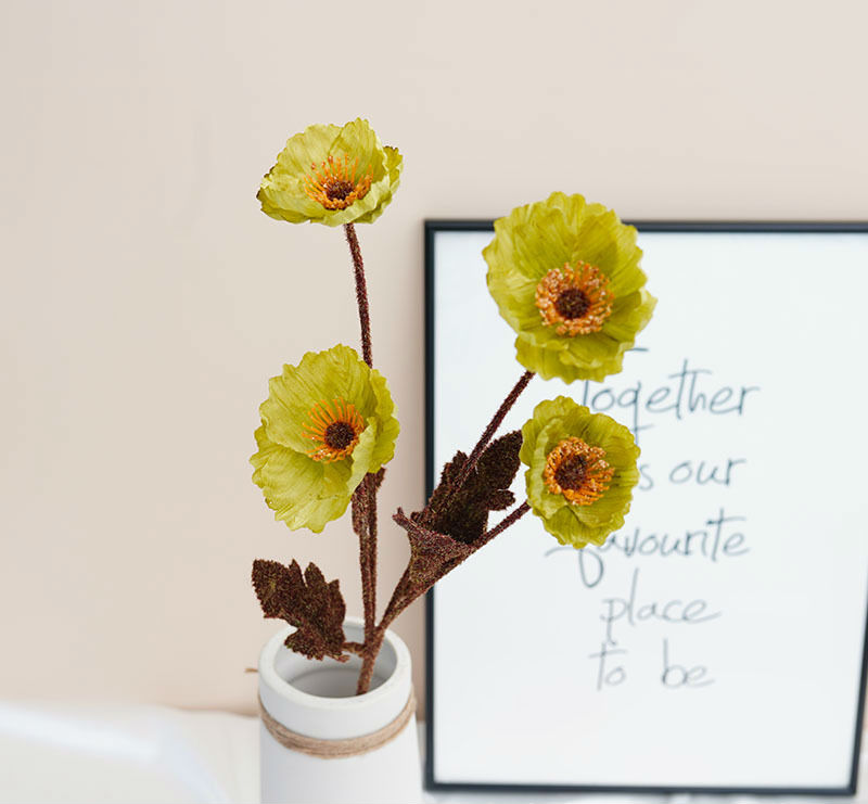 Artificial poppy flower branch 2pack - Image 4