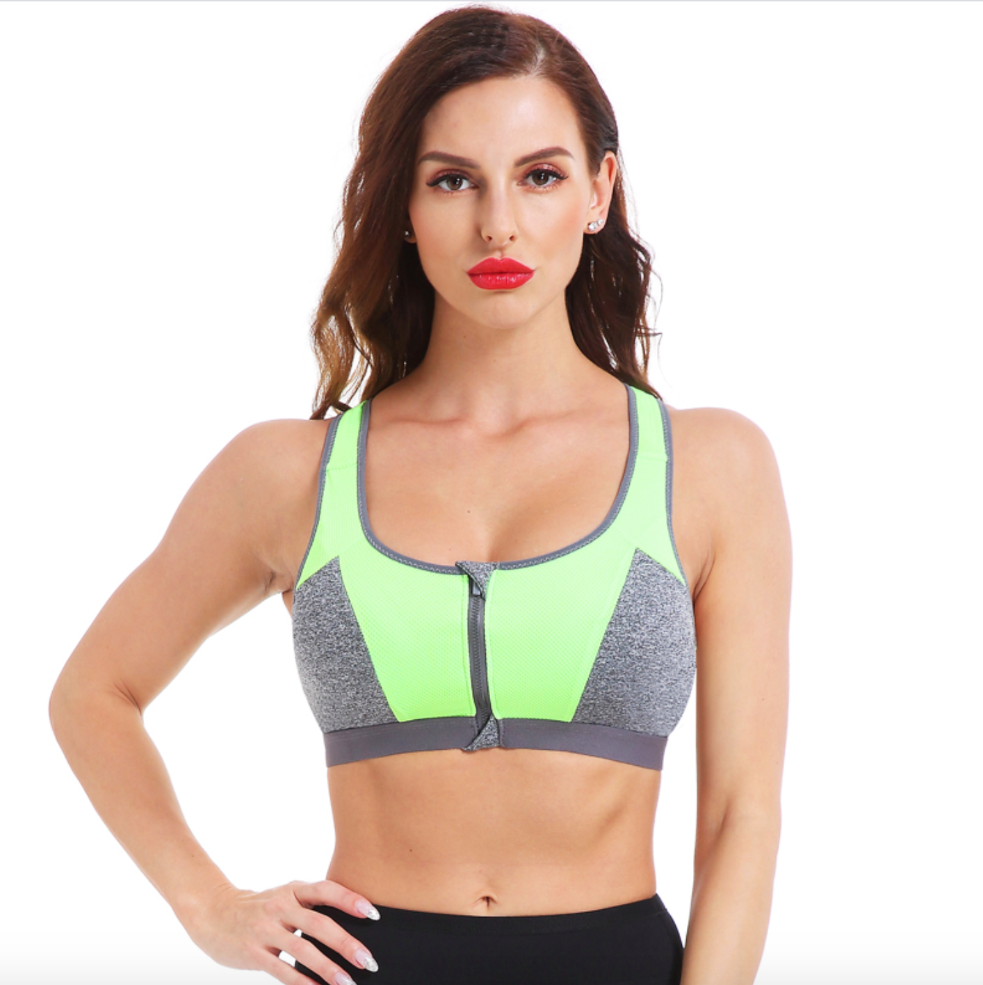 Front zipper double layer cup sports bra - Image 17