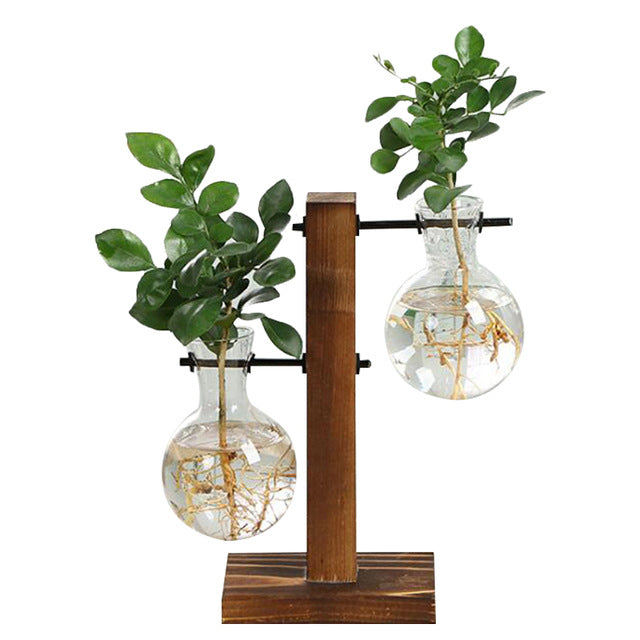 Retro wooden glass pot vase - Image 4