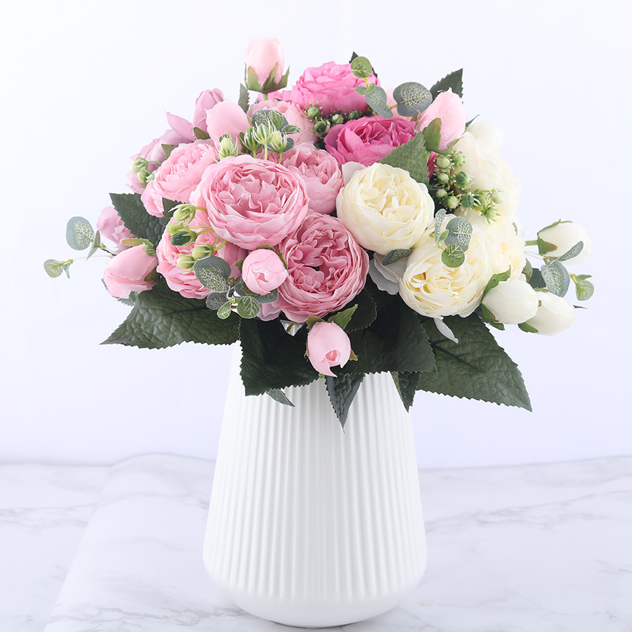 Artificial peony flower branch
