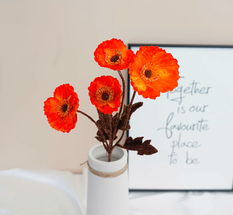 Artificial poppy flower branch 2pack - Image 16