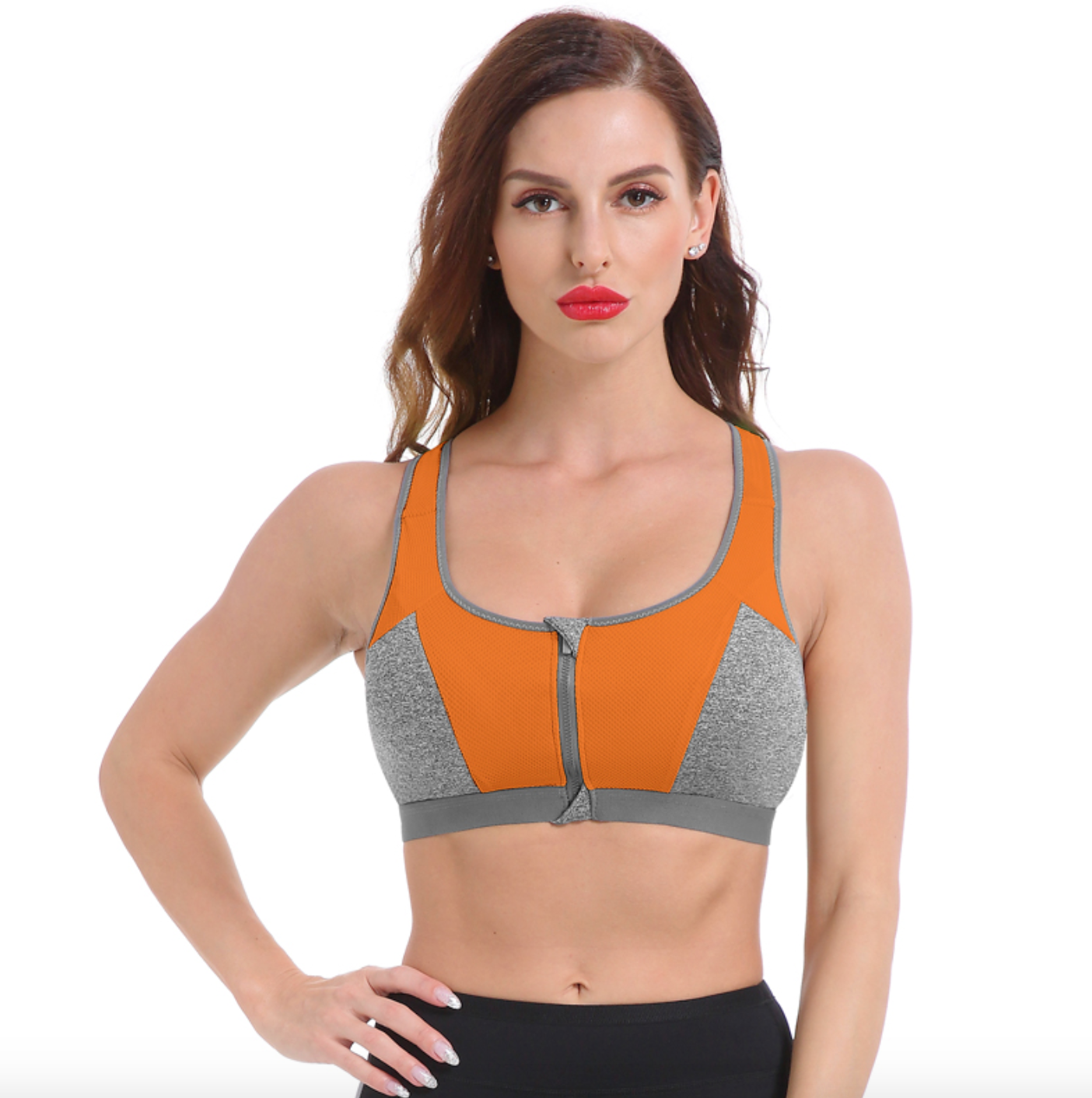 Front zipper double layer cup sports bra - Image 9