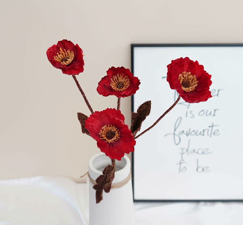 Artificial poppy flower branch 2pack - Image 19