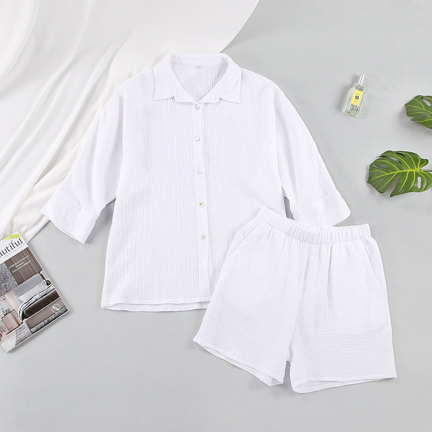 3/4 sleeved shirt & shorts co-ord cotton set for women