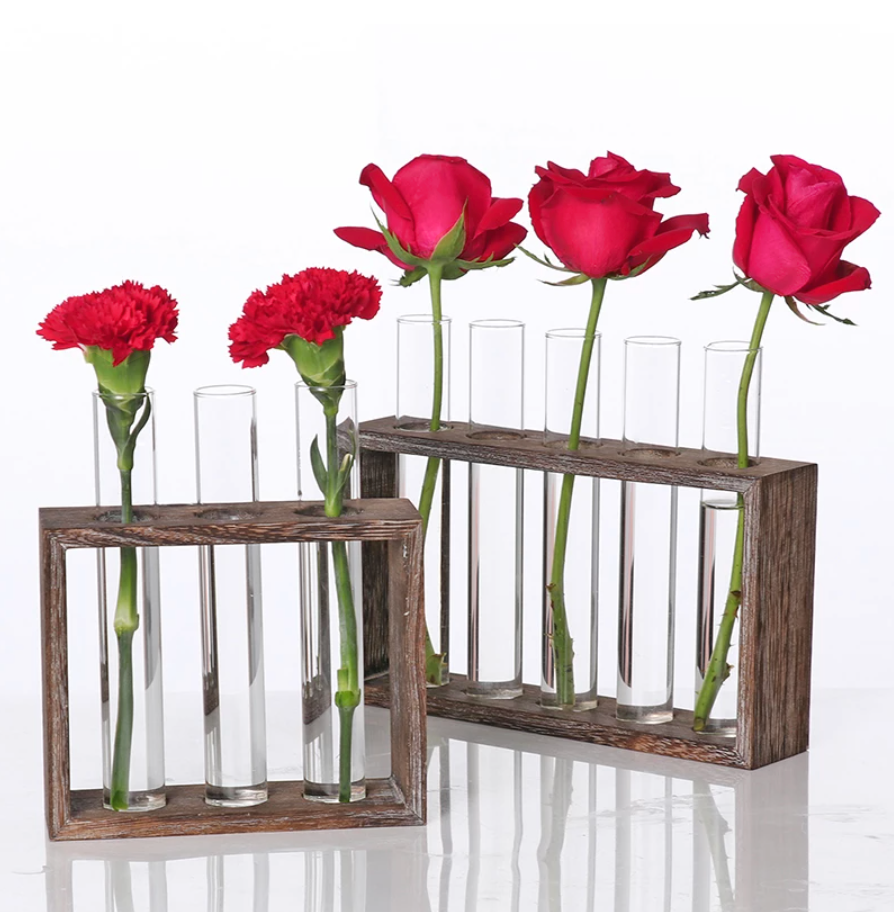 Wooden frame glass tube vase - Image 15