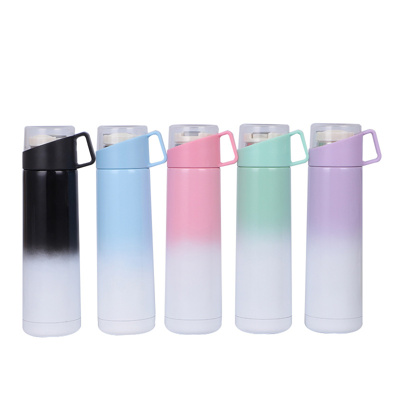 Portable thermal insulation flask with cup