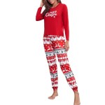 Christmas print long sleeve women' pajamas set