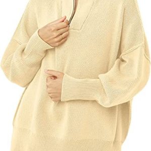 Casual relaxed half zipper women's pullover