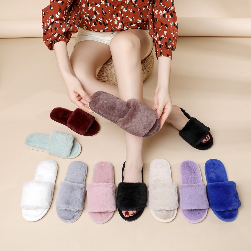Fluffy faux fur women's indoor slippers - Image 31
