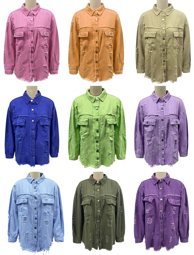 Distressed women's denim shirt jacket - Image 19