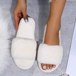 Fluffy faux fur women's indoor slippers
