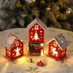 Wooden house LED light Christmas pendant