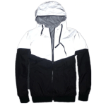 Reflective hooded zipper jacket