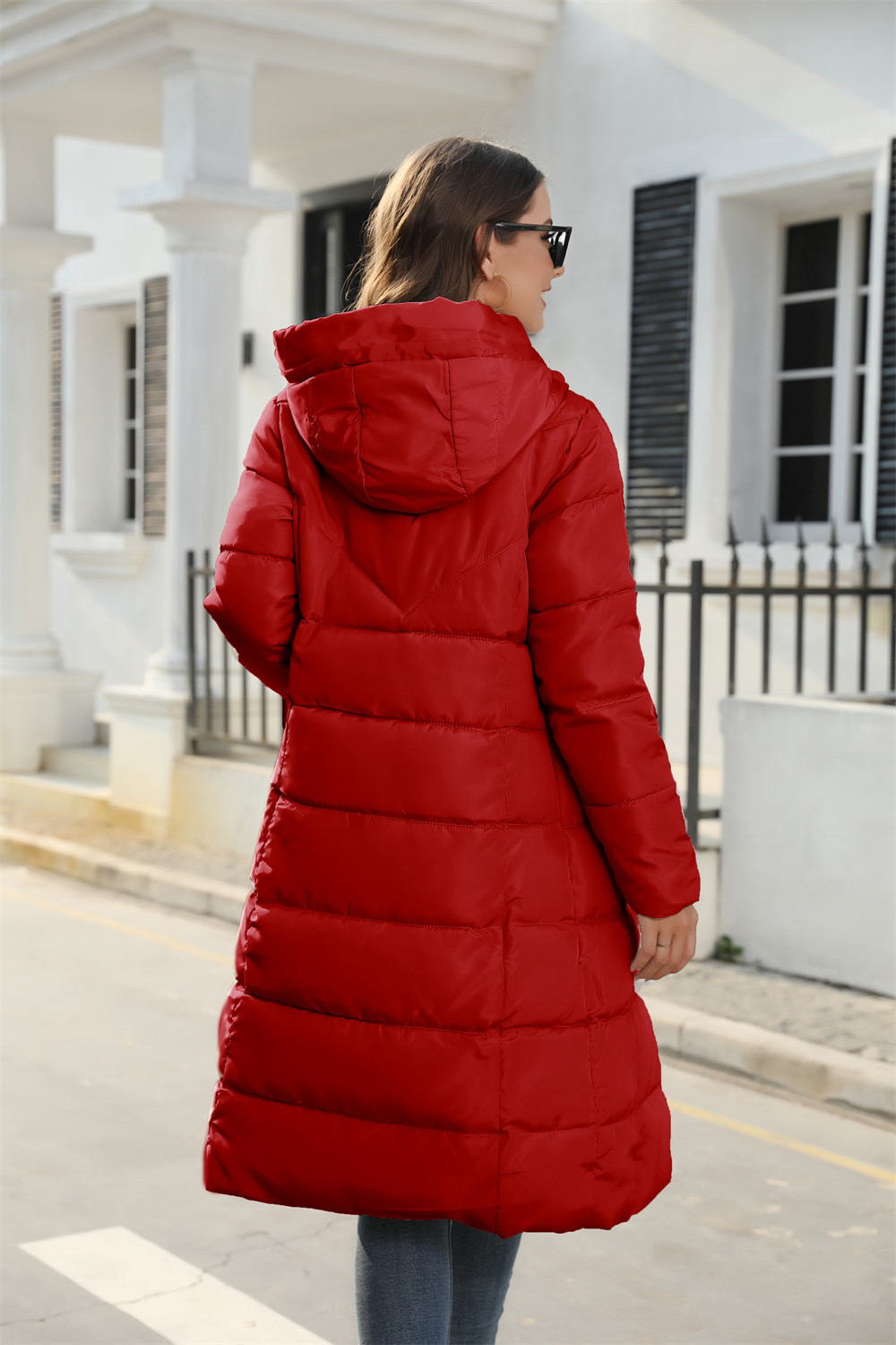 Padded women's midi jacket with hood - Image 13