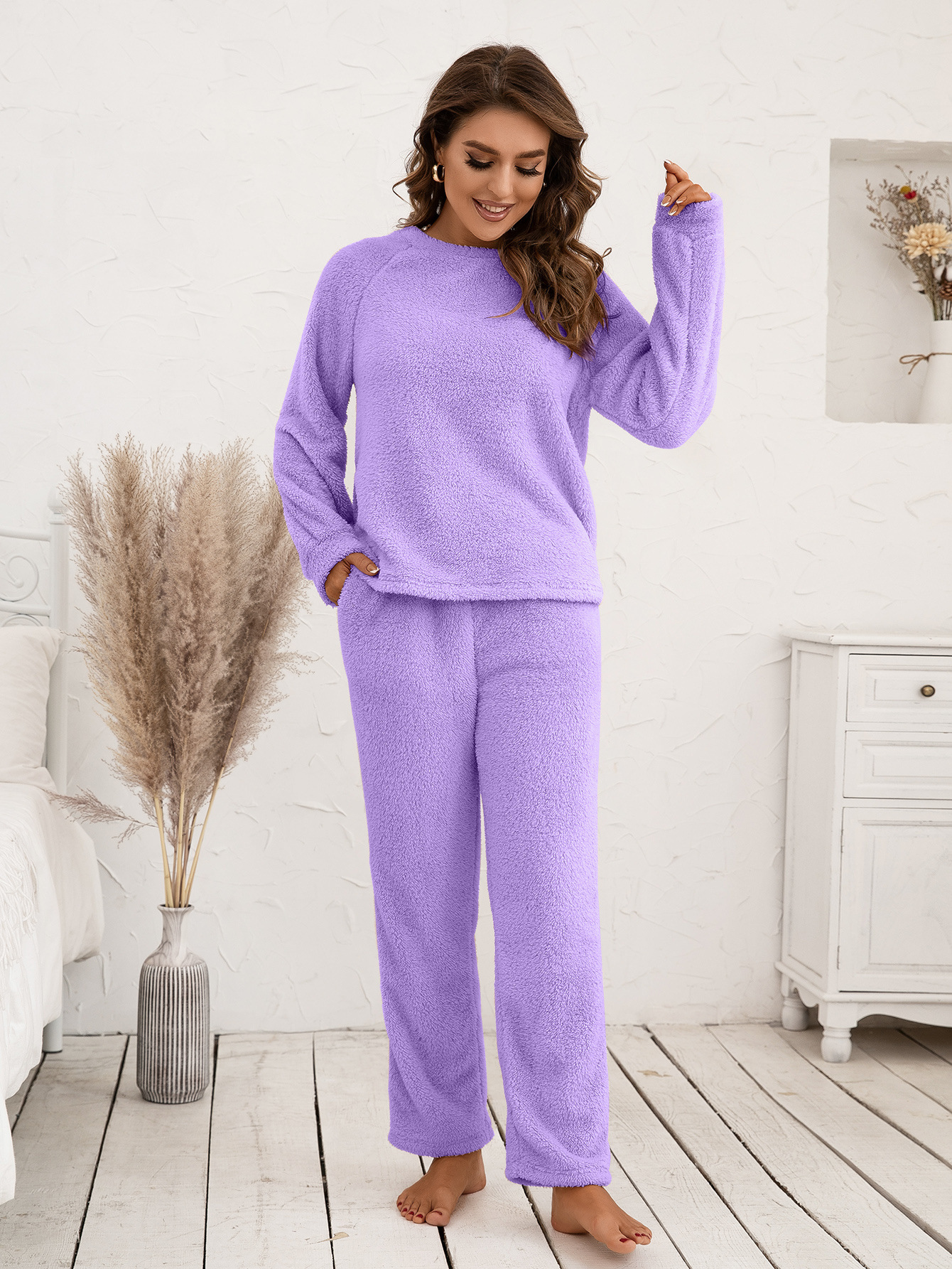 Fleecy warm women's home-wear set - Image 29