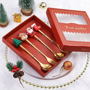 Gift box of Christmas themed spoons & forks set