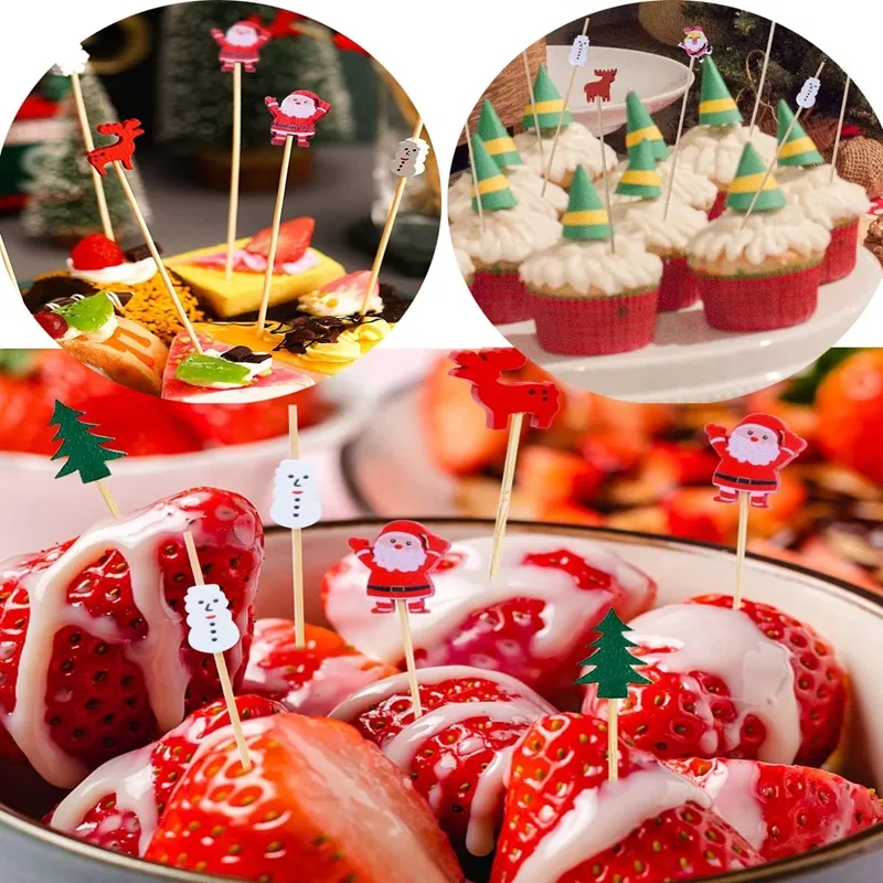 Disposable Christmas design cocktail sticks set - 100pcs - Image 5