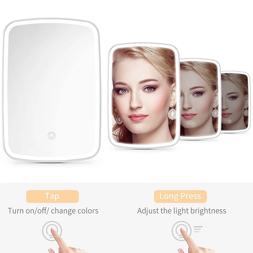 Rechargeable touch screen makeup mirror with LED light - Image 10