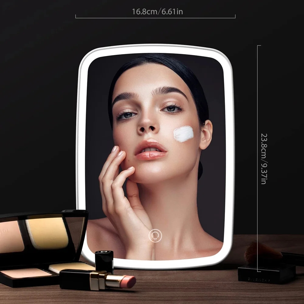 Rechargeable touch screen makeup mirror with LED light - Image 11