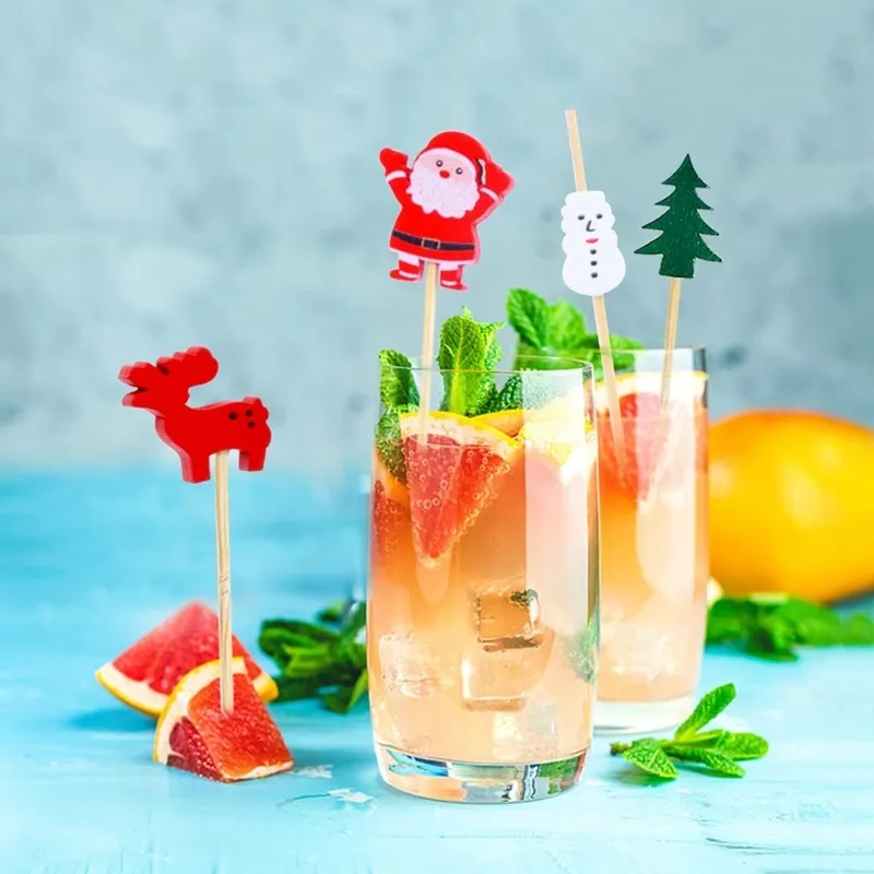 Disposable Christmas design cocktail sticks set - 100pcs - Image 7