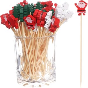 Disposable Christmas design cocktail sticks set - 100pcs