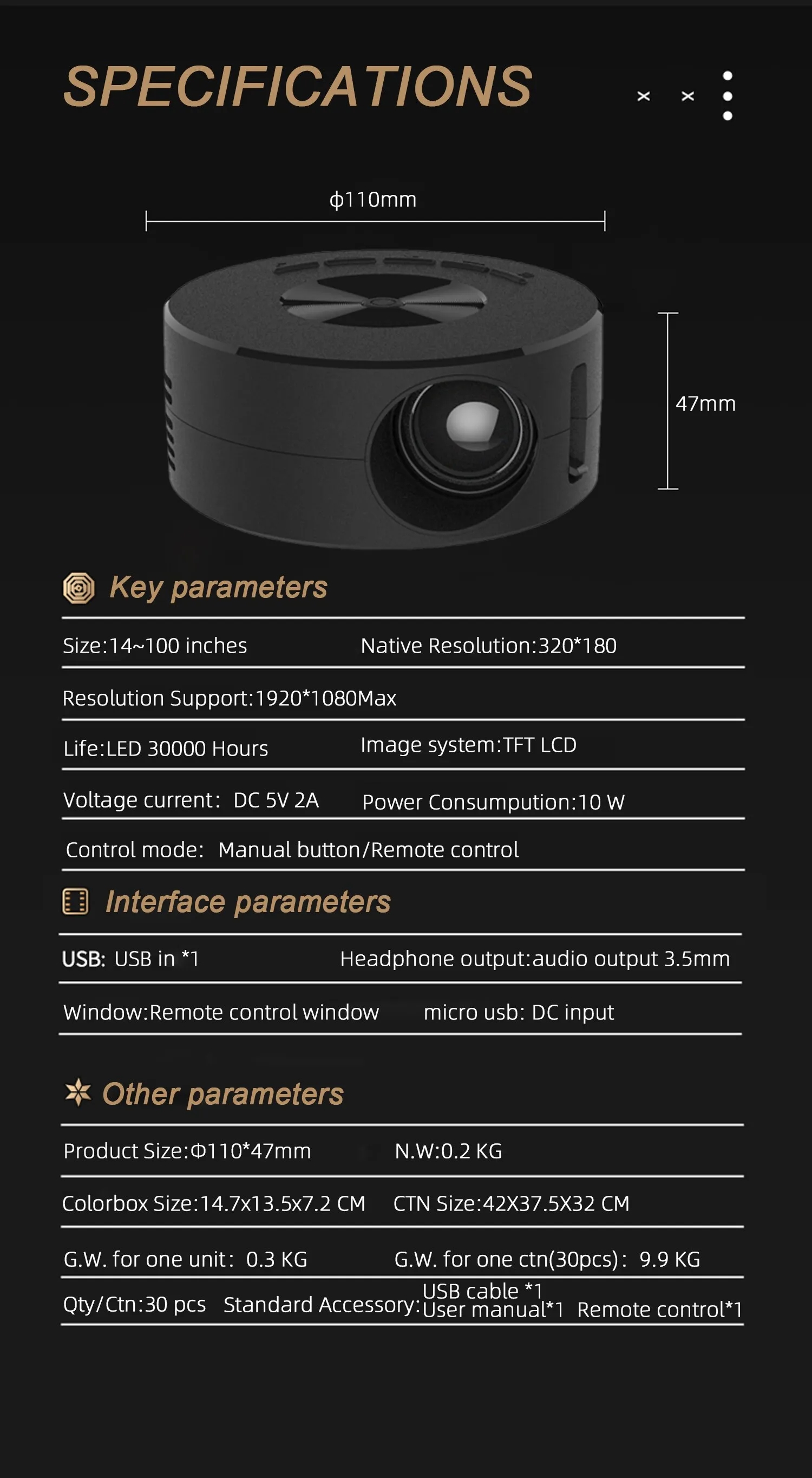YT200 mini video projector with remote control - Image 6