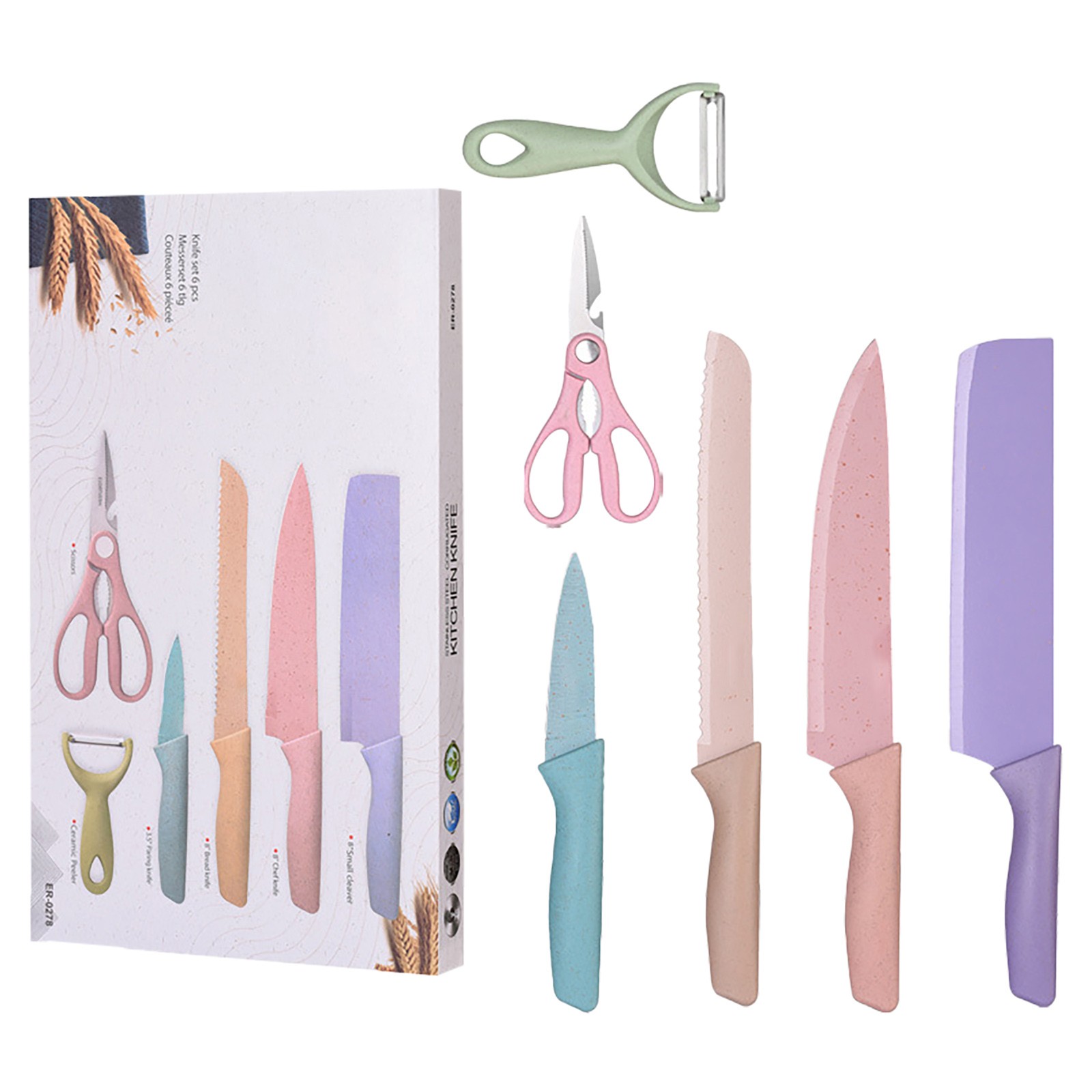 Coated stainless steel kitchen knives set - Image 11