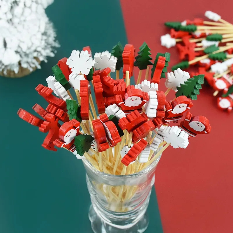 Disposable Christmas design cocktail sticks set - 100pcs - Image 4