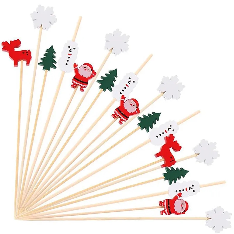 Disposable Christmas design cocktail sticks set - 100pcs - Image 6