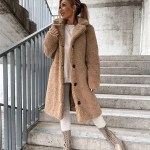 Faux fleece midi women's coat
