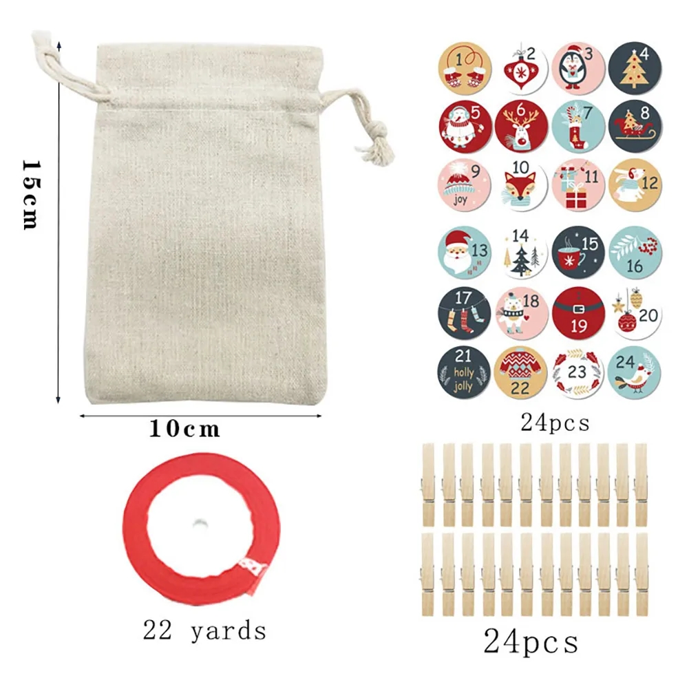 24 advent calendar bags with clips - Image 3