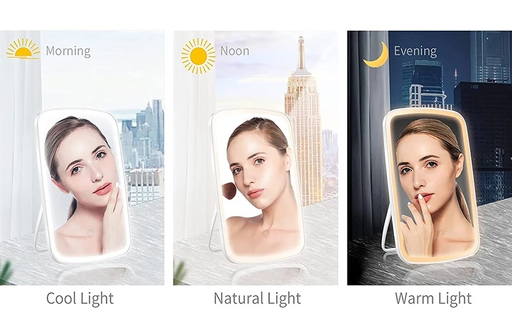 Rechargeable touch screen makeup mirror with LED light - Image 12